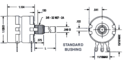 2RV7 dual ganged single turn  potentiometer