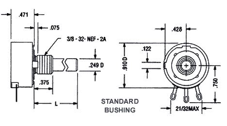 RV2 single turn carbon potentiometer